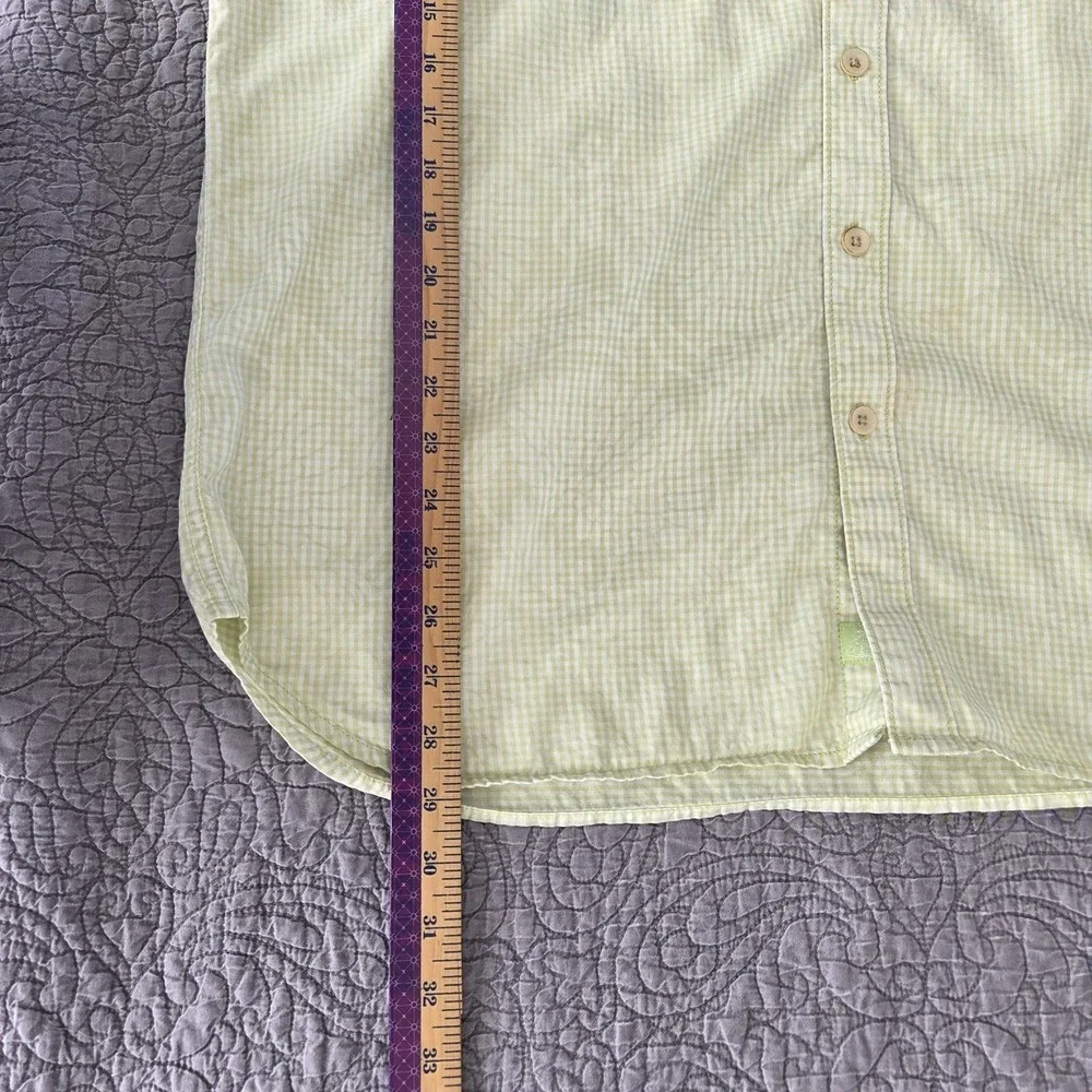 Tommy Bahama Mens XL Button Down Shirt Cotton Tencel Floral Gingham Yellow Green - Picture 9 of 9